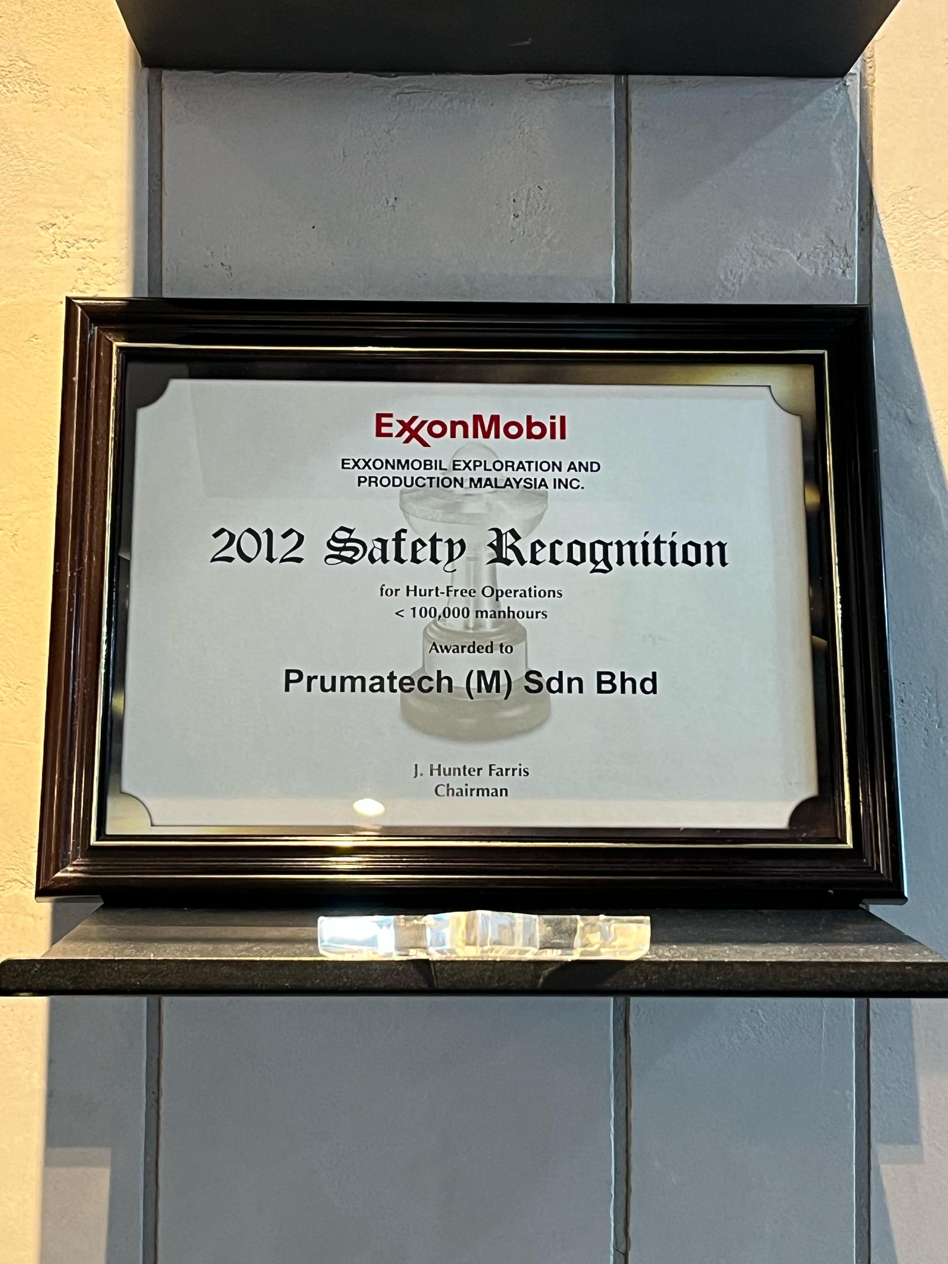 EXXONMOBIL Safety Recognition 2012